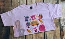 Load image into Gallery viewer, Youth Back to School Coquette Bow tshirt shirt, School Bus, Girl School, Pencil, First Day Of School, Kids School Shirt, Books shirt, Globe shirt, Coquette School Shirt,Back To School Shirts, kids Coquette Pink Bow T-Shirt
